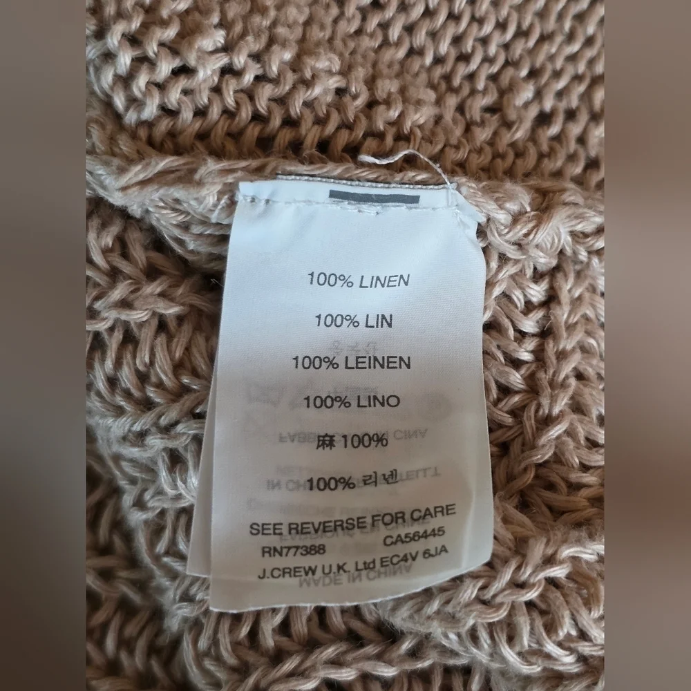 J.Crew 100% Linen Taupe Knit Sweater Women’s Medium Lightweight Pullover